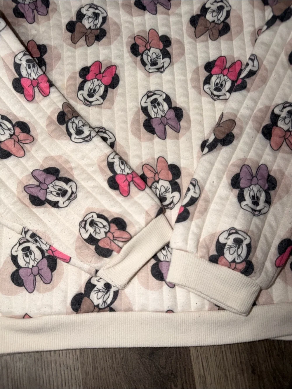 Girls' Cream Minnie Mouse Print Pullover Sweatshirt and sweatpants